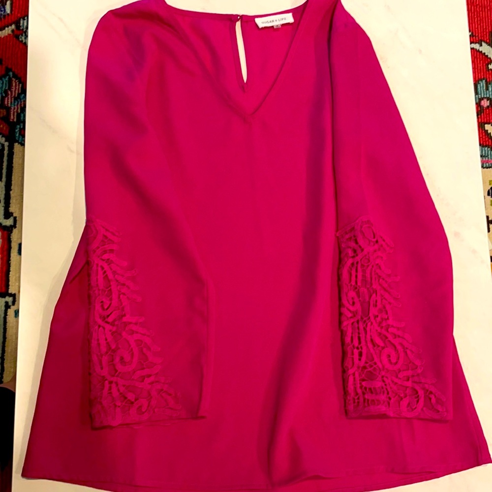 Sugar + L!ps Magenta Blouse with Embroidery